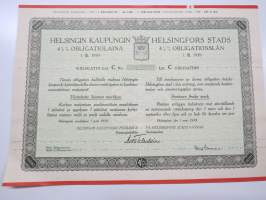 Helsingin kaupunki obligatiolaina 5 000 mk 4,5 % vuosi 1939 I Litt. C -obligaatio, rasteroitu mitättömäksi