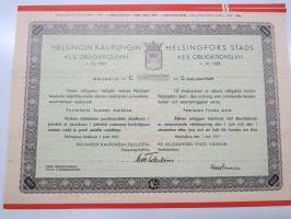 Helsingin kaupunki obligatiolaina 5 000 mk 4,5 % vuosi 1937 I Litt. C -obligaatio, rasteroitu mitättömäksi