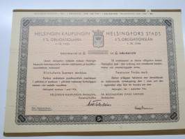 Helsingin kaupunki obligatiolaina 5 000 mk 5 % vuosi 1936 II Litt. C -obligaatio, rasteroitu mitättömäksi