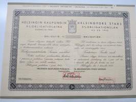 Helsingin kaupunki obligatiolaina 50 000 mk 5 % vuosi 1935 V -obligaatio, rasteroitu & leimattu mitättömäksi