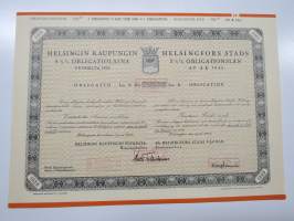 Helsingin kaupunki obligatiolaina 5 000 mk 5,5 % vuosi 1935 IV Litt. B -obligaatio, leimattu mitättömäksi