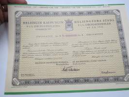 Helsingin kaupunki obligatiolaina 10 000 mk 5,5 % vuosi 1935 II Litt. B-obligaatio, leimattu mitättömäksi