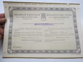 Helsingin kaupunki obligatiolaina 25 000 mk 5,5 % vuosi 1935 II Litt. A -obligaatio, leimattu mitättömäksi