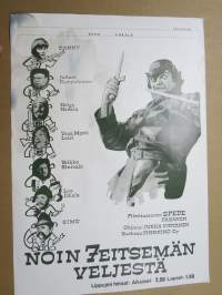 Noin seitsemän veljestä -elokuvajuliste, Filmituotanto Spede Pasanen, osissa mm. Danny, Vesa-Matti Loiri, Veikko Sinisalo, Simo Salminen, ym. HUOMAA VAURIOT