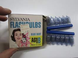 Sylvania Flashbulbs AG1B Blue Bulbs -salamalamppuja, pakkaus jossa lamput 12 kpl kaikki käyttämättömiä jäljellä