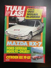 Tuulilasi 1986 nr 4 Mazda RX-7 GTI, koeajo Nissan Bluebird, pikku Porsche