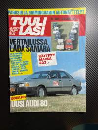 Tuulilasi 1986 nr 11, esittely Pontiac Fiero E, esittely Jaguar XJ-S Convertible, Mazda 323 Saloon 1.5 GLX, koeajo Audi 80 1.8 E