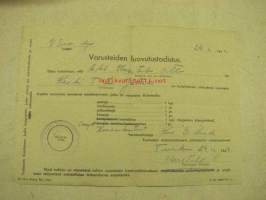 Varusteiden luovutustodistus 24.11.1944