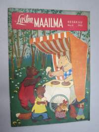 Lasten Maailma 1955 nr 6, tehtäviä, tarinoita, sarjakuvia, päätoimittaja Markus Rautio, Paperinen Nalle - takasivun paperinukke