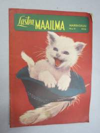 Lasten Maailma 1955 nr 11, tehtäviä, tarinoita, sarjakuvia, päätoimittaja Markus Rautio, takasivu leikattava nuken kehto
