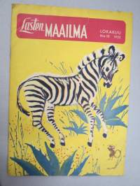 Lasten Maailma 1955 nr 10, tehtäviä, tarinoita, sarjakuvia, päätoimittaja Markus Rautio,kuvituksia mm. Maija Karma