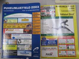 Lounais-Suomi puhelinluettelo 2003 Koti- ja yrityshakemisto ja Keltaiset sivut; Turku ja lähialueet, Kemiö, Korppoo, Salo, Uusikaupunki - Laitila