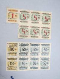 Moottoriöljyä - Motorolja / Voiteluainetta, voimassa 31.8.1946 -säännöstelykuponki / arkki -sota- ja pula-ajalta, 2 eri puoliarkkia