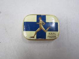 Paavo Nurmi / Karl Fazer -rasia / tin box