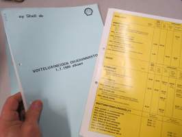 Shell öljyt, rasvat, voiteluaineet tuoteluteelo + hinnasto -myyntiesite