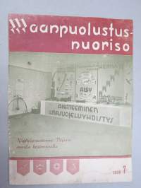 Maanpuolustusnuoriso 1938 nr 7, Kansikuva AISY Viipurin kevätmessuilla (huomaa isopyörä rekvisiittana), Erkki Kukkonen hautajaisselsotus, Lentokentän laidalta