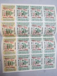 Voiteluainetta (ei moottoriöljyä) 100 gr / 50 gr Smörjmedel (ej motorolja) -säännöstelykuponki / arkki, Toukotyöt / Vårbruket 1945-sota- ja pula-ajalta