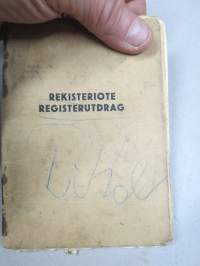 Fordson WOT 1. Sussex 1938, bensiini, 85 hv -rekisteriote / registerutdrag