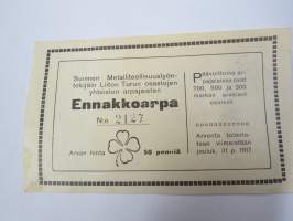 Suomen Metalliteollisuustyöntekijäin Liitto - Turun osastot, arpajaiset nr 2127 -arpalippu