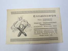 Maarian VPK, arpajaiset 1920 nr 1805 -arpalippu