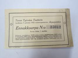 Turun Työväen Teatteri, arpajaiset 1923 nr 25012 -arpalippu
