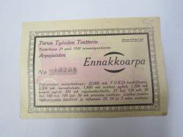 Turun Työväen Teatteri, arpajaiset 1924 nr 13238 -arpalippu