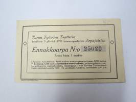 Turun Työväen Teatteri, arpajaiset 1923 nr 25020 -arpalippu