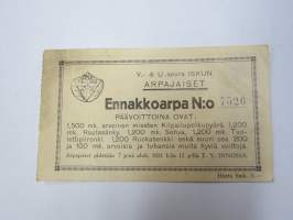 Voimistelu- ja Urheiluseura Isku, arpajaiset 1921 nr 7526 -arpalippu