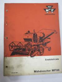 Massey-Ferguson Mähdrescher 86 Ersatzteil-Liste (leikkuupuimuri) -Parts book / varaosaluettelo