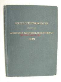 Specialitetsregister utgivet av Apotekens Kontrollaboratorium 1928