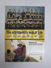 Rosenlewin Urheilijat RU-38, Pori - Iirot, Rauma, 15.9.1963 -Suomensarja (Suomen sarja / Mestaruussarja) -jalkapallo käsiohjelma