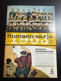 Rosenlewin Urheilijat RU-38, Pori - HIK Hanko 18.8.1963 -Suomensarja (Suomen sarja / Mestaruussarja) -jalkapallo käsiohjelma