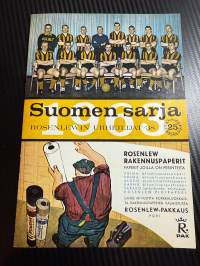 Rosenlewin Urheilijat RU-38, Pori - HPK Hämeenlinna 29.9.1963 -Suomensarja (Suomen sarja / Mestaruussarja) -jalkapallo käsiohjelma