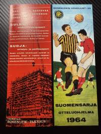 Rosenlewin Urheilijat RU-38, Pori - HIK Hanko 18.5.1964 -Suomensarja (Suomen sarja / Mestaruussarja) -jalkapallo käsiohjelma