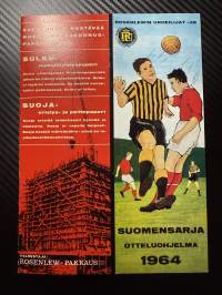 Rosenlewin Urheilijat RU-38, Pori - HJK Helsinki 5.7.1964 -Suomensarja (Suomen sarja / Mestaruussarja) -jalkapallo käsiohjelma
