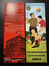 Rosenlewin Urheilijat RU-38, Pori - RaPa Rauma 26.7.1964 -Suomensarja (Suomen sarja / Mestaruussarja) -jalkapallo käsiohjelma