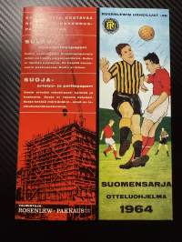 Rosenlewin Urheilijat RU-38, Pori - KalPo Tampere 16.8.1964 -Suomensarja (Suomen sarja / Mestaruussarja) -jalkapallo käsiohjelma