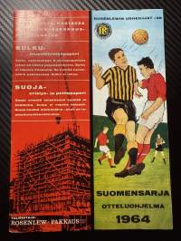 Rosenlewin Urheilijat RU-38, Pori - TaPa Tampere 11.10.1964 -Suomensarja (Suomen sarja / Mestaruussarja) -jalkapallo käsiohjelma