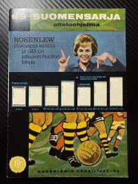 Rosenlewin Urheilijat RU-38, Pori - TKT 13.6.1965 -Suomensarja (Suomen sarja / Mestaruussarja) -jalkapallo käsiohjelma