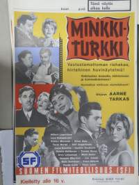 Minkkiturkki -elokuvajuliste, mm. Hillevi Lagerstam, Leni Katajakoski, Pirkko Mannola, Elina Salo, Matti Ranin, Hannes Häyrinen, ohjaus Aarne Tarkas