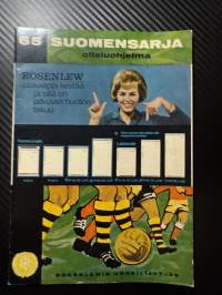 Rosenlewin Urheilijat RU-38, Pori - HIK Hango Idrottsklubb 3.10.1965 -Suomensarja (Suomen sarja / Mestaruussarja) -jalkapallo käsiohjelma