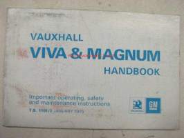 Vauxhall Viva & Magnum Handbook 1975 -käyttöohjekirja englanniksi