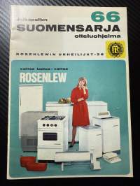Rosenlewin Urheilijat RU-38, Pori - TuPy Turku 31.7.1966 -Suomensarja (Suomen sarja / Mestaruussarja) -jalkapallo käsiohjelma