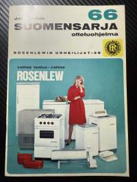 Rosenlewin Urheilijat RU-38, Pori - ÅIFK Turku 4.9.1966 -Suomensarja (Suomen sarja / Mestaruussarja) -jalkapallo käsiohjelma