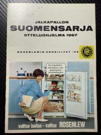 Rosenlewin Urheilijat RU-38, Pori - Pallo Sepot -44 Riihimäki 1.5.1967 -Suomensarja (Suomen sarja / Mestaruussarja) -jalkapallo käsiohjelma