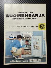 Rosenlewin Urheilijat RU-38, Pori - TuTo Turku 15.8.1967 -Suomensarja (Suomen sarja / Mestaruussarja) -jalkapallo käsiohjelma