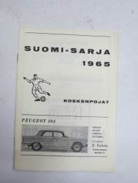 Suomi-sarja - Suomensarja (Suomen sarja / Mestaruussarja) - Koskenpojat (Valkeakoski) - Rosenlewin Urheilijat RU-38, 9.5.1965 -jalkapallo käsiohjelma