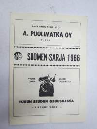 Suomi-sarja - Suomensarja (Suomen sarja / Mestaruussarja) - TuTo (Turku) - Rosenlewin Urheilijat RU-38 (Pori), 1966 -jalkapallo käsiohjelma