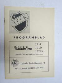 Suomi-sarja - Suomensarja (Suomen sarja / Mestaruussarja) - IF Finströms Kamraterna - Rosenlewin Urheilijat RU-38 (Pori), elokuu1965 -jalkapallo käsiohjelma