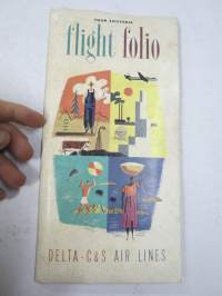 Delta - C&S Air Lines Flight Folio -given to passengers with multiple brochures, various subjects concerning air travel / tourism -lentomatkustajille jaettu kansio